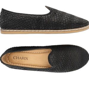 Charix Handmade Leather UNISEX Loafers Flats Wild Black sz 42